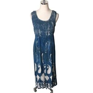 Sacred Threads Dress Women's One Size S M L Blue Stretch Sleeveless Maxi